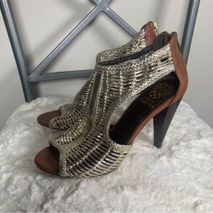 Vince Camuto Metallic Caged Booties, size 6.5